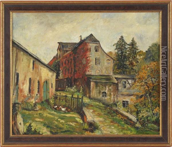 Herbstliche Dorfidylle Oil Painting - Karl Lenz