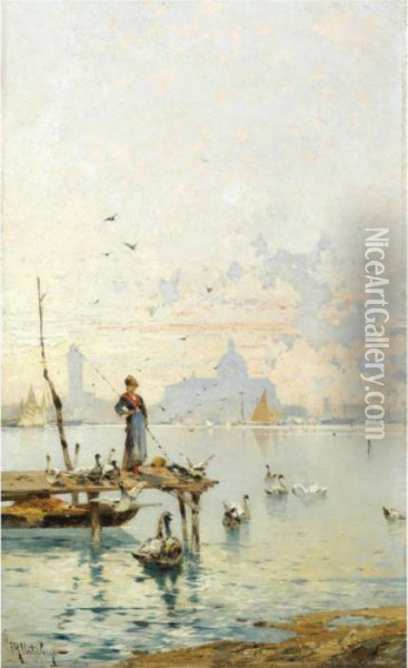 La Giudecca, Venedig Oil Painting - Franz Richard Unterberger