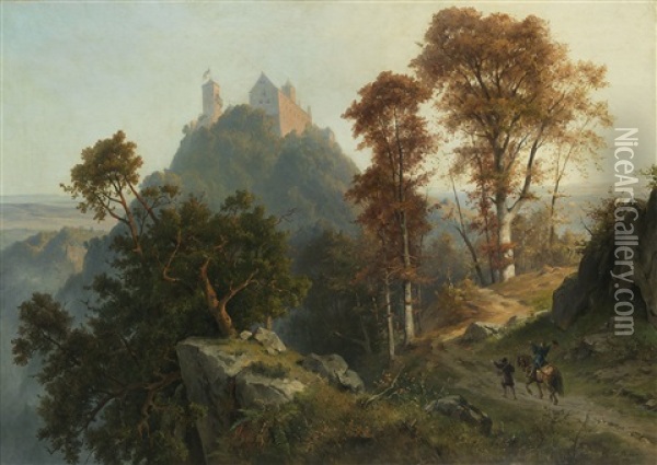 Herbstmorgen An Der Wartburg Oil Painting - Friedrich Preller the Younger