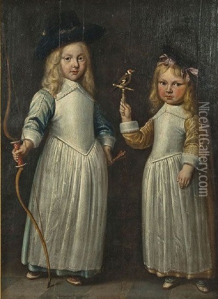 Portrait De Deux Enfants En Pieds Oil Painting - Jacob Gerritsz Cuyp
