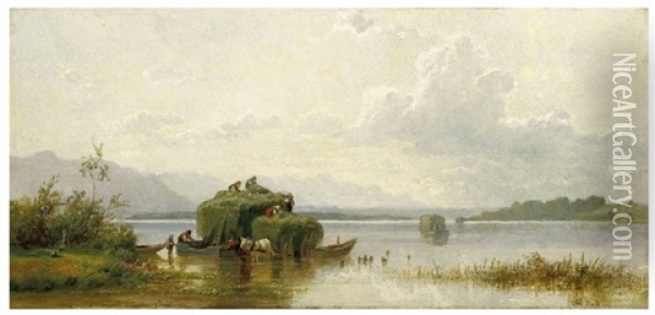 A Landscape In Chiemgau Oil Painting - Christian Friedrich Mali