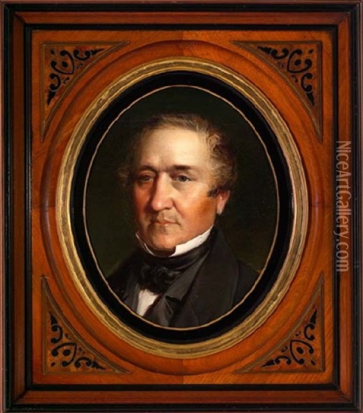 Portrait Of A Gentleman In A Black Cravat Oil Painting - George Peter Alexander Healy