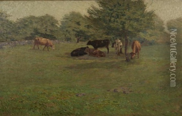 Cows At Pasture Oil Painting - Charles Henry Hayden