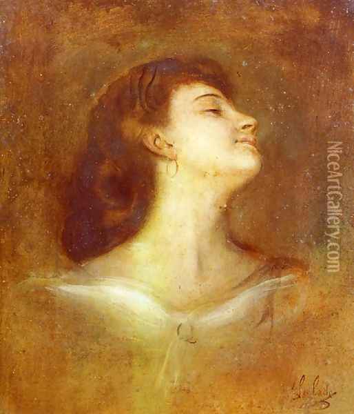 Portrait Of A Lady In Profile Oil Painting - Franz von Lenbach