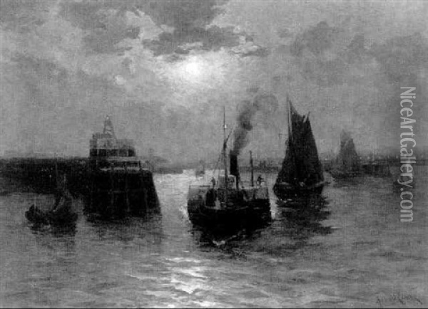 Im Hafen Von Ostende Oil Painting - Richard Hermann Eschke