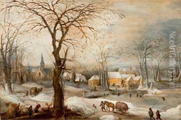 Paysage De Neige Anime Oil Painting - Frans de Momper