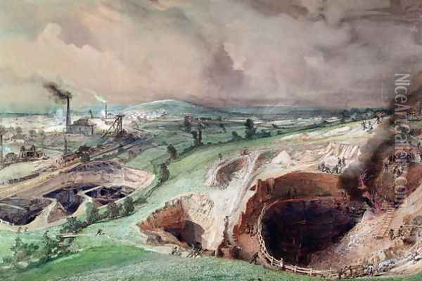 Open-cast Mines at Blanzy, Saone-et-Loire, 1857 Oil Painting - Ignace Francois Bonhomme