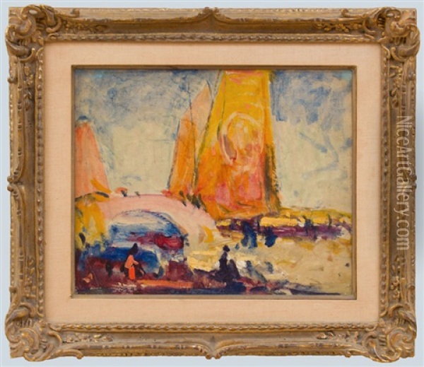 Untitled (sailboats) Oil Painting - George Elmer Browne
