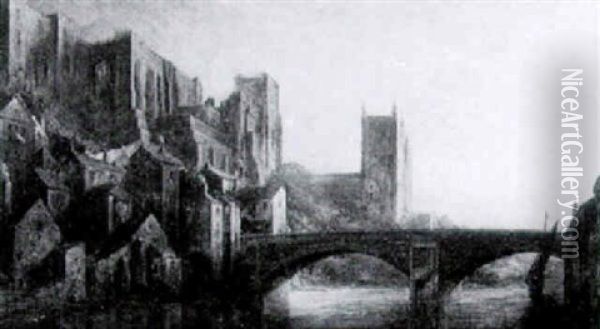 Durham From The River Oil Painting - Pollock Sinclair Nisbet