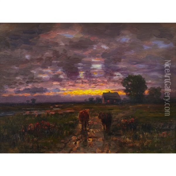 Ontario Sunset Oil Painting - John Colin Forbes