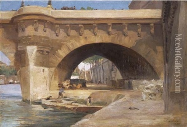 Pont De La Seine Oil Painting - Stanislas Lepine