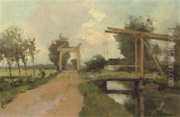 Two Drawbridges Near Kortenhoef Oil Painting - Jacob Ritsema