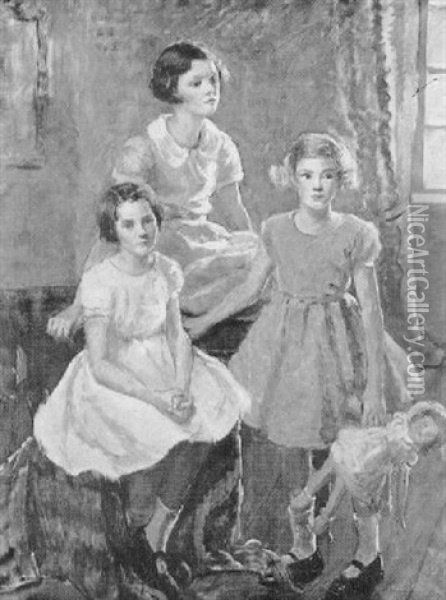 Three Sisters Oil Painting - Mary Ethel Young Hunter