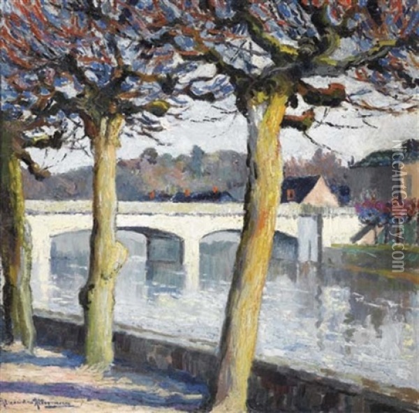 Les Arbres Devant Le Pont Oil Painting - Alexandre Altmann