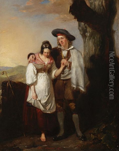 Courting Couple Oil Painting - Alexander Johnston