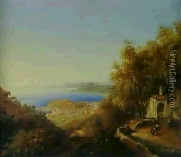 Italian Coastal View Oil Painting - Vasili Egorovich Raev