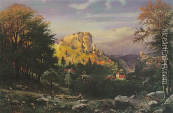 Blick Auf Streitberg Oil Painting - Johann Jacob Reinhardt
