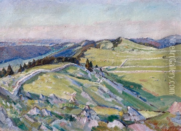 La Motte, Geneveys Sur Coffrane Oil Painting - Charles L'Eplattenier