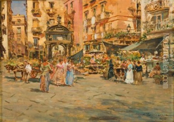 Mercato Napoletano (markt In Neapel) Oil Painting - Carlo Brancaccio