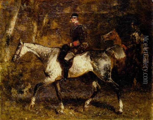 Sonneur A Cheval Oil Painting - Alfred De Dreux