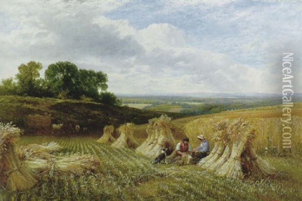 Harvest Field Oil Painting - George Cole