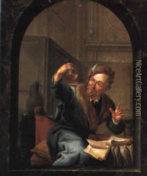 A Doctor Casting The Waters At A Casement Oil Painting - Willem Joseph Laquy