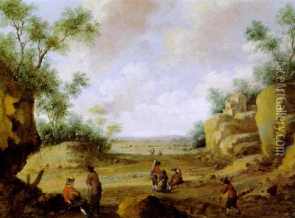 Rastende Bauern In Einer Landschaft Oil Painting - Cornelis Droochsloot