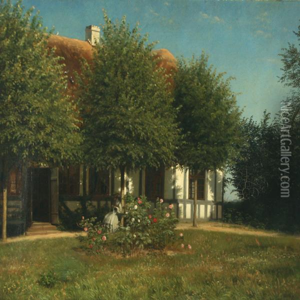 Exterior From Hvirring Parsonage Oil Painting - Andreas Fritz