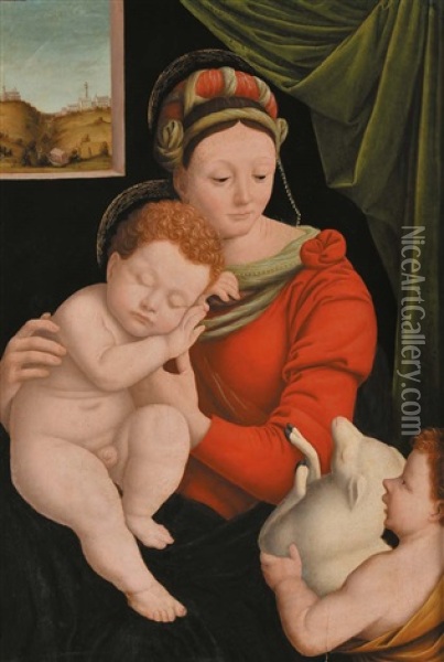 Madonna, Bimbo E San Giovannino Oil Painting - Bernardino Lanino