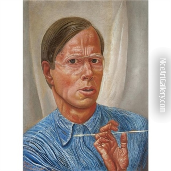 Self Portrait Oil Painting - Boris Dmitrievich Grigoriev