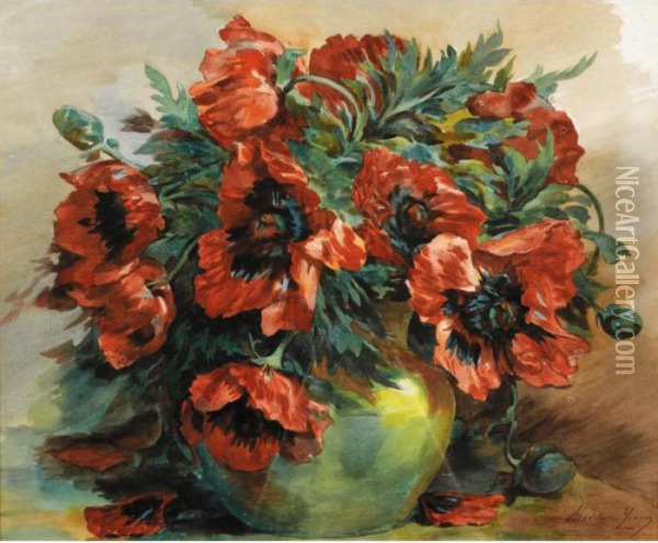 Coquelicots Oil Painting - Madeleine Jeanne Lemaire