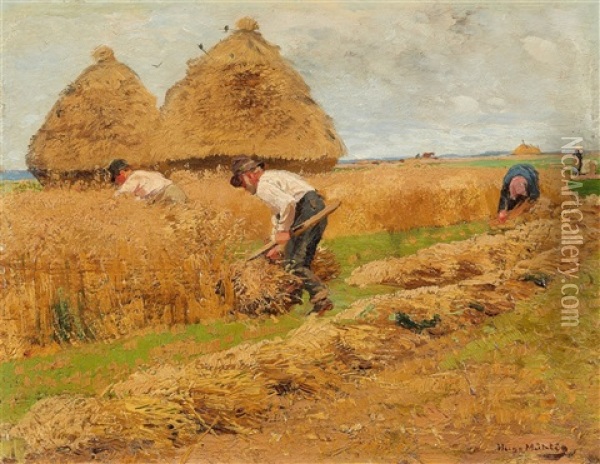 Bauern Bei Der Kornernte Oil Painting - Hugo Muehlig