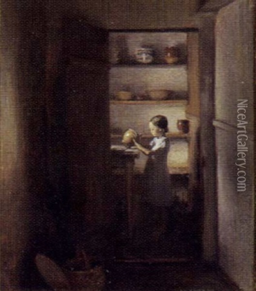 En Mus I Spisekammeret Oil Painting - Carl Vilhelm Meyer