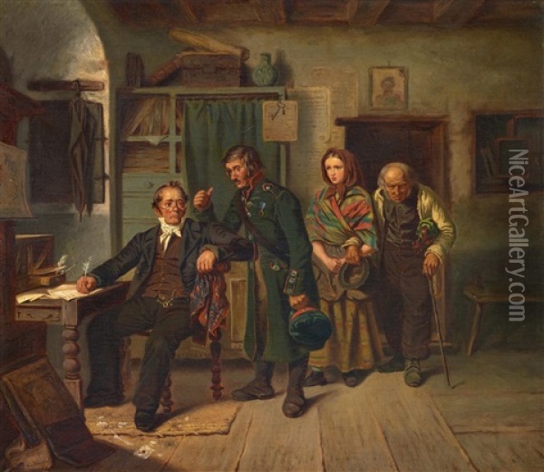 Die Arrestmeldung Oil Painting - Carl Henrik d' Unker