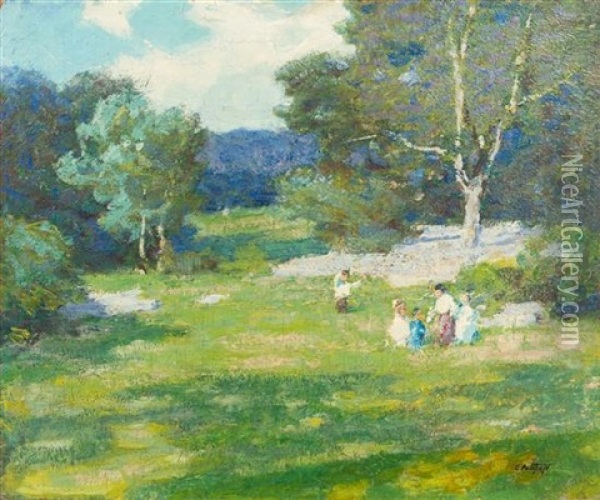 Children In Meadow Oil Painting - Edward Henry Potthast