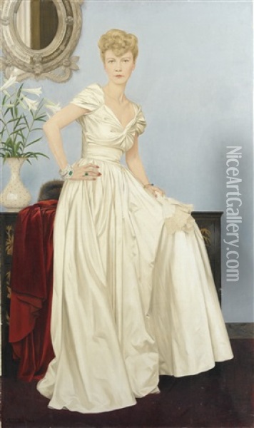 Madame La Duchesse De Brissac En Robe Du Soir Oil Painting - Bernard Boutet De Monvel