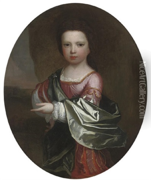 Portrait Of A Young Child In Classical Dress Oil Painting - Jonathan Richardson