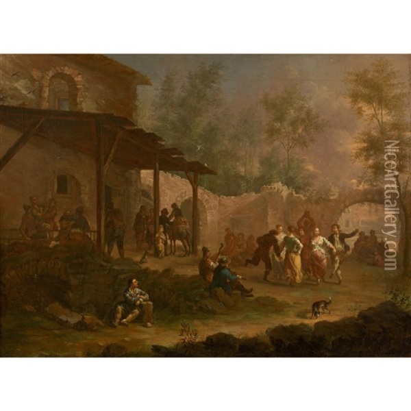 Danse Villageoise Pres D'une Auberge Oil Painting - Franz de Paula Ferg