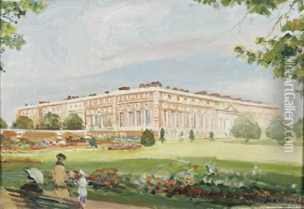 Hampton Court, June, Early Morning, 1929. Oil Painting - Jacques-Emile Blanche