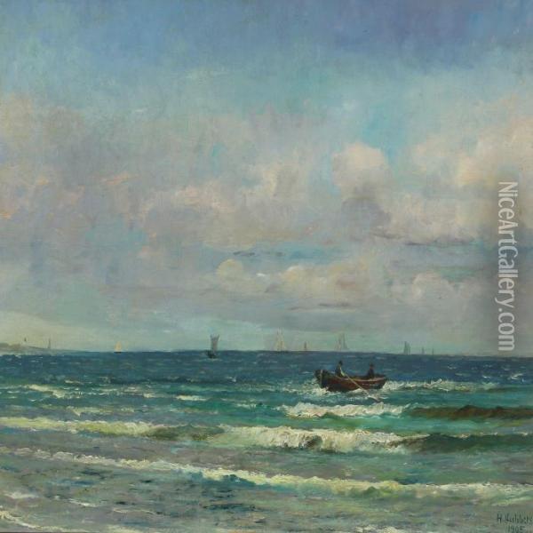 Seascape From Sonderstrand, Skagen Oil Painting - Holger Peter Svane Lubbers