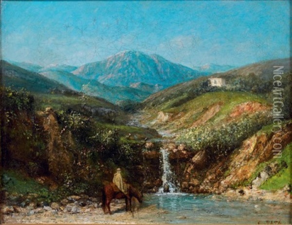 Cavalier Dans Un Paysage (algerie) Oil Painting - Cherubino Pata