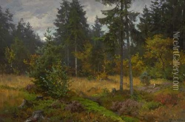 Waldlichtung Oil Painting - Fritz Freund