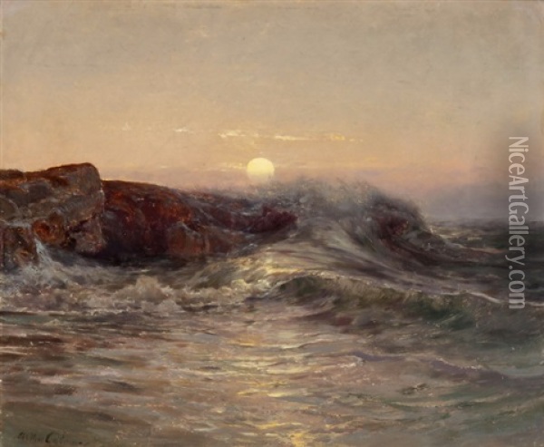 Sonnenuntergang Am Meer Oil Painting - Jean-Baptiste-Arthur Calame