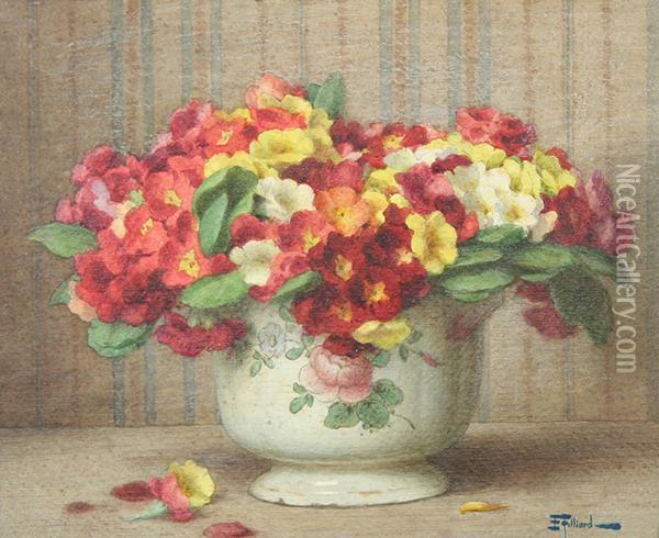 Flowers In A Vase Oil Painting - Ernest Filliard