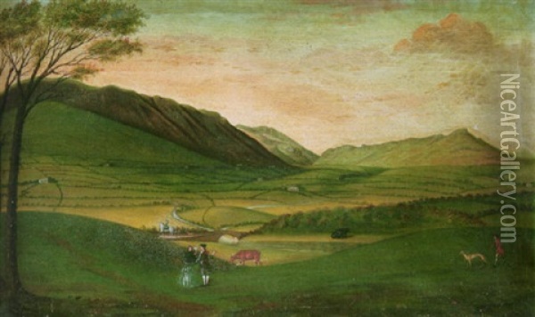 St. John In The Vale, Cumberland, With Threlkeld Old Bridge View Oil Painting - Mathias Read