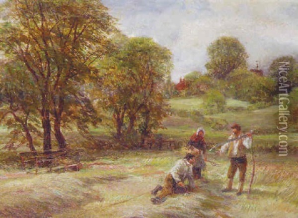 The Harvester's Lunch Oil Painting - Charles Thomas Burt