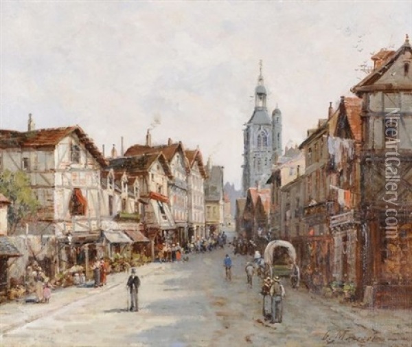 Rue Animee Dans Le Nord Oil Painting - Gustave Mascart