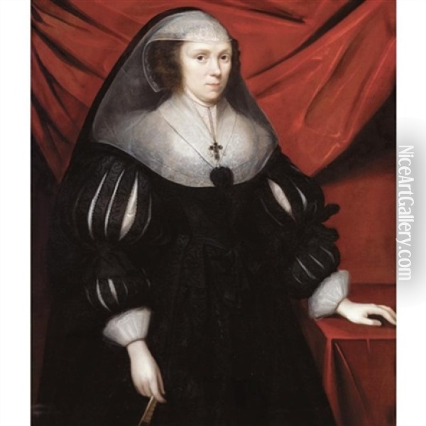 Portrait Of Magdalene Digby Oil Painting - Cornelis Jonson Van Ceulen