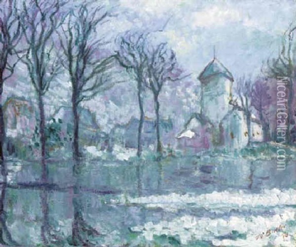The Mill In The Flood, Giverny Oil Painting - Theodore Earl Butler