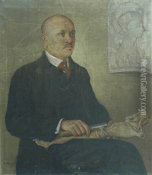 Portret Franciszka Stycznia - Rzezbiarza Oil Painting - Jan Kazimierz Olpinski